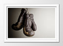 Cuadro enmarcado blanco Deporte Boxeo, Guante Marron, Gris, Motivacion