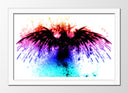 Cuadro enmarcado blanco aguila neon, fondo blanco, animal, salvaje