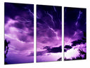Tríptico Paisaje Tormenta en el Cielo Rayos, Morado,naturaleza