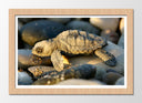 Cuadro enmarcado natural Animal Cria de Tortuga en Piedras de Playa