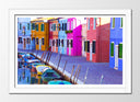 Cuadro enmarcado blanco ciudad de burano, italia, casas de colores