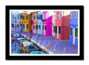 Cuadro enmarcado negro ciudad de burano, italia, casas de colores
