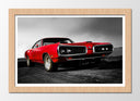 Cuadro enmarcado natural Coche Deportivo Rojo Carreras Vintage