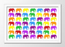 Cuadro enmarcado blanco elefantes de colores, infantil, animado, colores