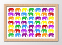 Cuadro enmarcado natural elefantes de colores, infantil, animado, colores