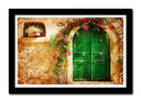Cuadro enmarcado negro Casa Fantasia, Puerta Verde con Flores