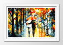 Cuadro enmarcado blanco imitando acuarela, arte, paseo entre arboles