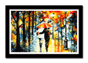 Cuadro enmarcado negro imitando acuarela, arte, paseo entre arboles