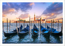 Lámina Paisaje Naturaleza Lago Gondolas Barcas Venecia