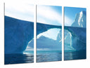 Tríptico iceberg en el mar, tonos frios,hielo, oceano,antartida