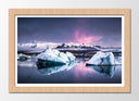 Cuadro enmarcado natural paisaje aurora boreal, iceberg en el oceano