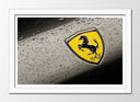 Cuadro enmarcado blanco Logo Amarillo Ferrari, Coche Marca