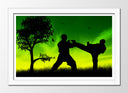 Cuadro enmarcado blanco taekwondo, bosque verde, siluetas