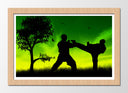 Cuadro enmarcado natural taekwondo, bosque verde, siluetas