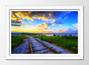 Cuadro enmarcado blanco Paisaje Atardecer Natualeza, Vias de Tren