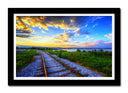 Cuadro enmarcado negro Paisaje Atardecer Natualeza, Vias de Tren