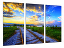 Tríptico Paisaje Atardecer Natualeza, Vias de Tren