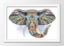 Cuadro enmarcado blanco mandala elefante fondo blanco, decoracion