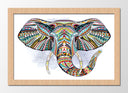 Cuadro enmarcado natural mandala elefante fondo blanco, decoracion