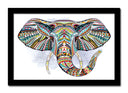 Cuadro enmarcado negro mandala elefante fondo blanco, decoracion