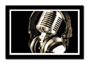 Cuadro enmarcado negro Microfono Antiguo Vintage
