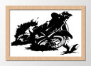 Cuadro enmarcado natural Moto Motocross, Deporte, Motorista Blanco y Negro