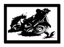 Cuadro enmarcado negro Moto Motocross, Deporte, Motorista Blanco y Negro