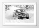 Cuadro enmarcado blanco Coche Carreras Rally Vintage, Paisaje Nevado