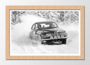 Cuadro enmarcado natural Coche Carreras Rally Vintage, Paisaje Nevado