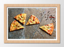 Cuadro enmarcado natural trozos de pizza, comida