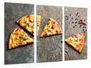 Tríptico trozos de pizza, comida