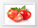 Cuadro enmarcado blanco tomate fresco en trozos, rojo, comida