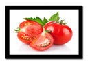 Cuadro enmarcado negro tomate fresco en trozos, rojo, comida
