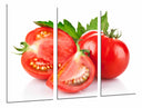 Tríptico tomate fresco en trozos, rojo, comida