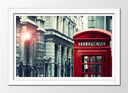 Cuadro enmarcado blanco Ciudad Londres, Cabina Telefono Roja, Blanco y Negro