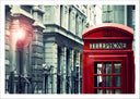 Lámina Ciudad Londres, Cabina Telefono Roja, Blanco y Negro