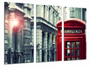 Tríptico Ciudad Londres, Cabina Telefono Roja, Blanco y Negro
