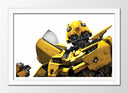 Cuadro enmarcado blanco transformer, robot, coche, Bumblebee