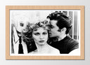 Cuadro enmarcado natural grease, blanco y negro, jhon travolta y olivia newton-jhon