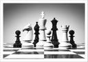 Lámina juego de ajedrez en blanco y negro, figuras