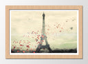 Cuadro enmarcado natural Paisaje Ciudad Paris, Romantico Petalos Rosa, Eiffeil