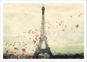 Lámina Paisaje Ciudad Paris, Romantico Petalos Rosa, Eiffeil