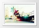 Cuadro enmarcado blanco skate, urbano, multicolor