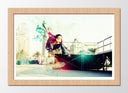 Cuadro enmarcado natural skate, urbano, multicolor
