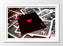 Cuadro enmarcado blanco carta de poker, as de corazones, naipes