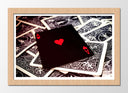 Cuadro enmarcado natural carta de poker, as de corazones, naipes
