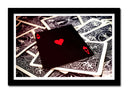 Cuadro enmarcado negro carta de poker, as de corazones, naipes