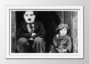 Cuadro enmarcado blanco charls chaplin, humor, blanco y negro