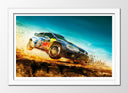 Cuadro enmarcado blanco Coche Carreras Rally en Paisaje Desierto Red Bull, Azul