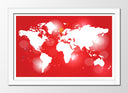 Cuadro enmarcado blanco mapamundi color rojo y blanco